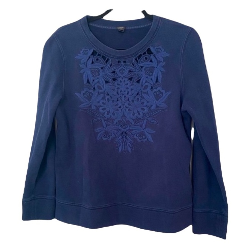 J. Crew Cut Out Navy Blue Sweater